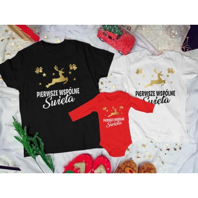 Koszulki świąteczne pierwsze wspólne święta rodzice plus dziecko