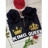 Bluzy dla par zakochanych z kapturem King Queen 4 unisex