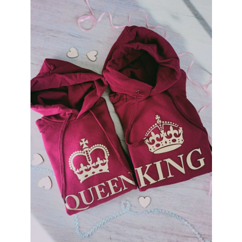 Bluzy dla par ze złotą koroną king queen na rocznicę