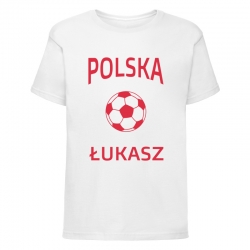 Koszulka dziecięca Małego Kibica Polska z piłką i imieniem