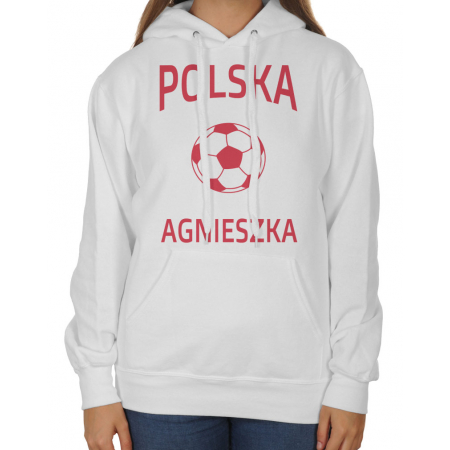 Bluza z kapturem damska dla kibica Reprezentacji Polski z piłką i imieniem