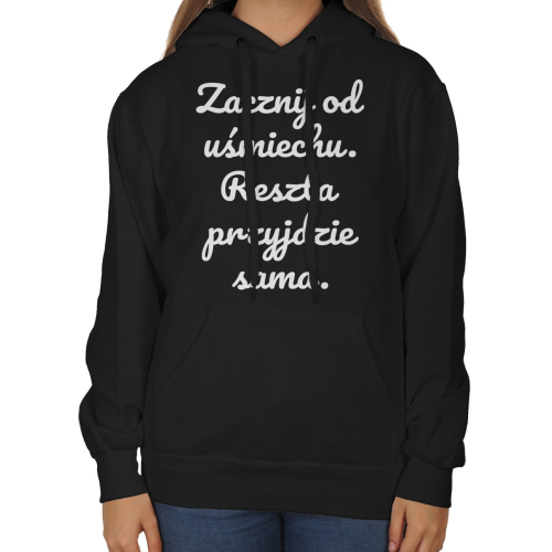 Bluza oversize z kapturem Zacznij od uśmiechu. Reszta przyjdzie sama.