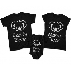 Zestaw koszulek dla rodziców i córki Bear Daddy Mama Baby