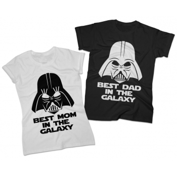 Zestaw koszulek dla Mamy i Taty komplet 2 szt. Best Mom Best Dad in the galaxy