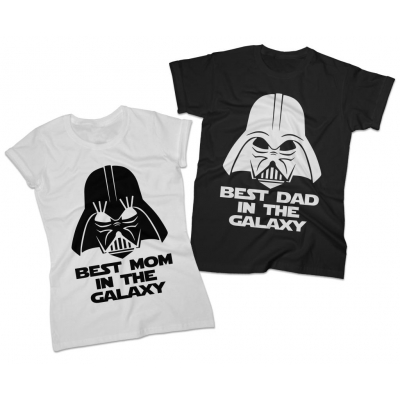 Zestaw koszulek dla Mamy i Taty komplet 2 szt. Best Mom Best Dad in the galaxy