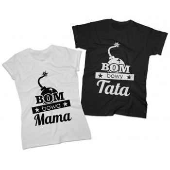 Zestaw koszulek dla Mamy i Taty komplet 2 szt. Bombowa Mama i Tata