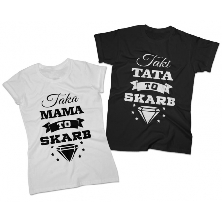 Zestaw koszulek dla Mamy i Taty komplet 2 szt. Taka Mama Tata to skarb