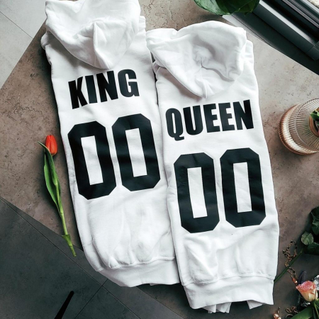 Bluzy Dla Par King Queen z Numerem Na Prezent Święta Walentynki